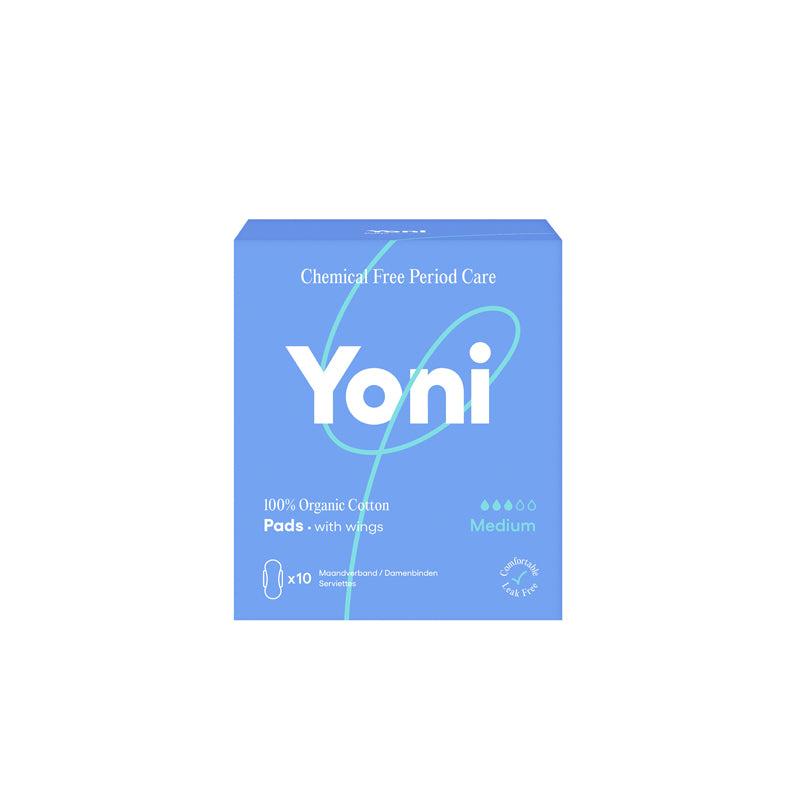 Yoni Pads Medium, Super absorbent, Soft, Breathable, Bioplastic backing, Cornstarch, Hypoallergenic, 82% Organic Cotton, Sustainable Living, Safe For Vagina, Eco Sanitary Products, Period Care, Duurzaam, Care Free Period, Chemical Free, Nourished, Nourishedeu